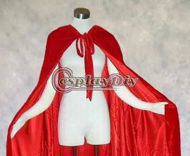 Lined Red Velvet Satin Cloak Medieval Witchcraft Wicca Cape Adult Women Winter Outside Wedding Cloak Halloween Costume D0419