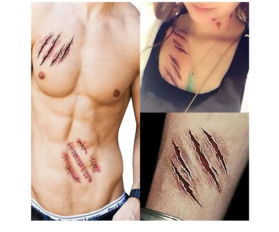Tatuaggi Finti Halloween - 20 Adesivi Ferite E Cicatrici Realistiche Per Trucco Spaventoso 403833 Tatuaggi Finti Halloween - 20 Adesivi Ferite E Cicatrici Realistiche Per Trucco Spaventoso 403833