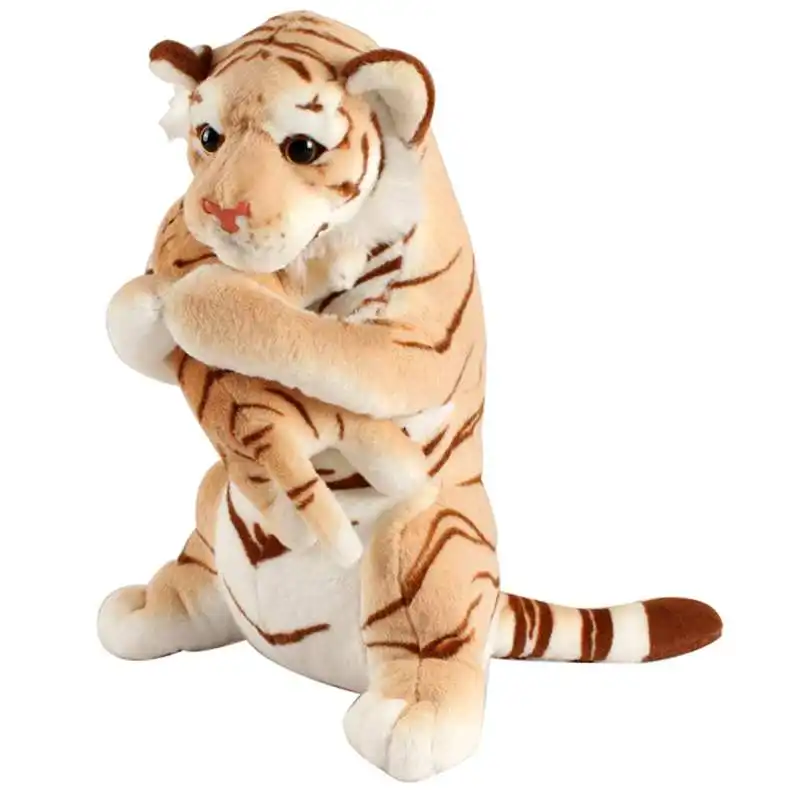 Cute Simulation Mother and Child Tiger Plush Toy Enlightenment Cute Tiger Baby Doll Photo Props Kids Gift Deco 48cm 19inch