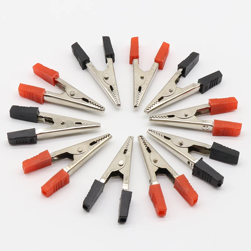 10Pcs 5cm Red + Black NEW Electrical Tool Alligator Clips Battery Clip Crocodile Car Caravan Van Battery Test Lead Clips 50mm