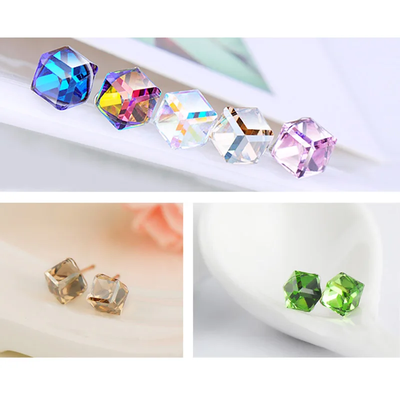 4Pairs Cute Bling Bling Cubic Crystal Stud Earring For Women Girls Rhinestone Earing With Stones Brinco Wedding Jewelry Gift