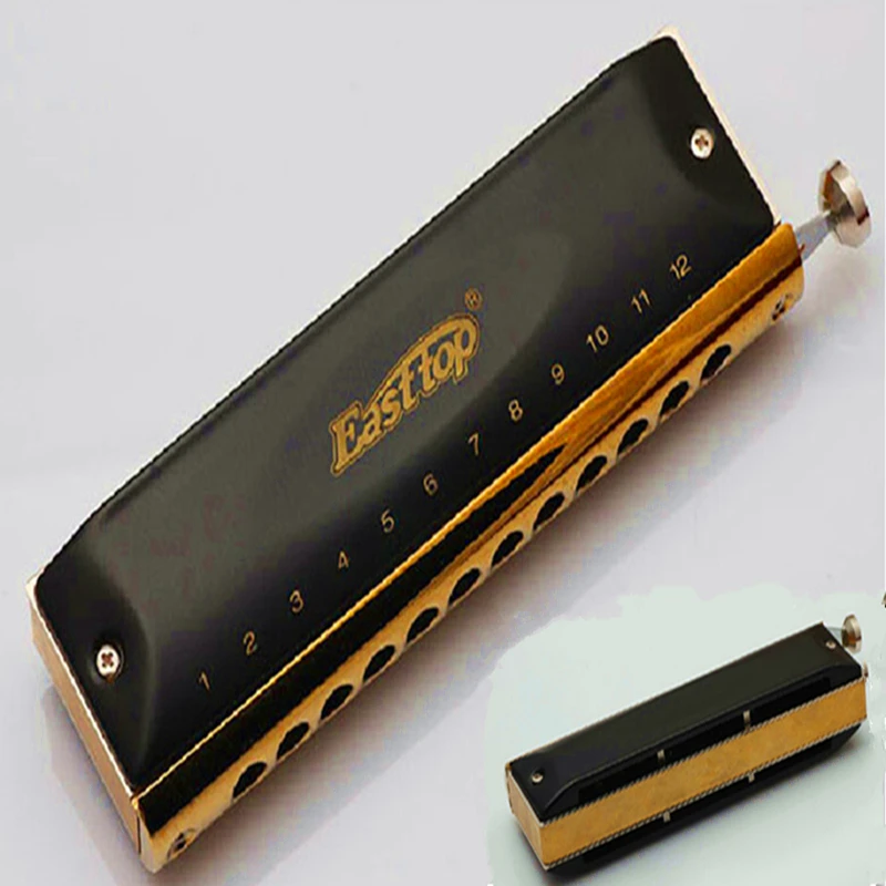 

Easttop Chromatic Harmonica Brass Comb 12 Hole 48 Tone Armonica Mouth Ogans gaita de boca mundharmonika Chromatic Harmonica 12