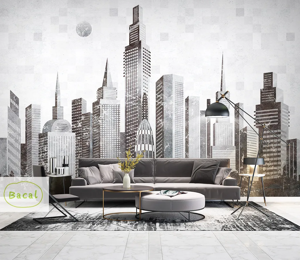 Bacal Custom 3D Photo Wallpaper Handpainted City Building Wall Mural Wall Papers Home Decor Living Room Background murals 3d