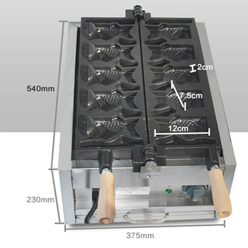 Open mouth fish cake machine electric heating 3pcs fish mouth ice cream taiyaki forming machine  ZF