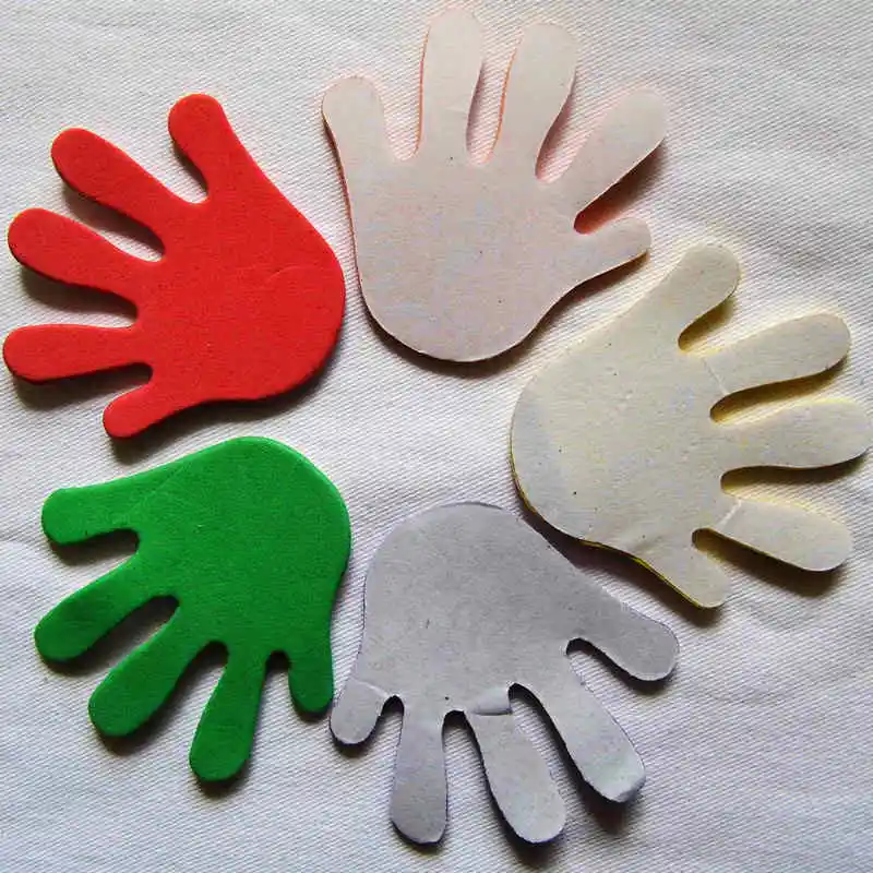 1bag/LOT.Hand shape foam stickers Kindergarten handmade ornament,Early educational crafts Scrapbooking kit Classic toy Wholesale