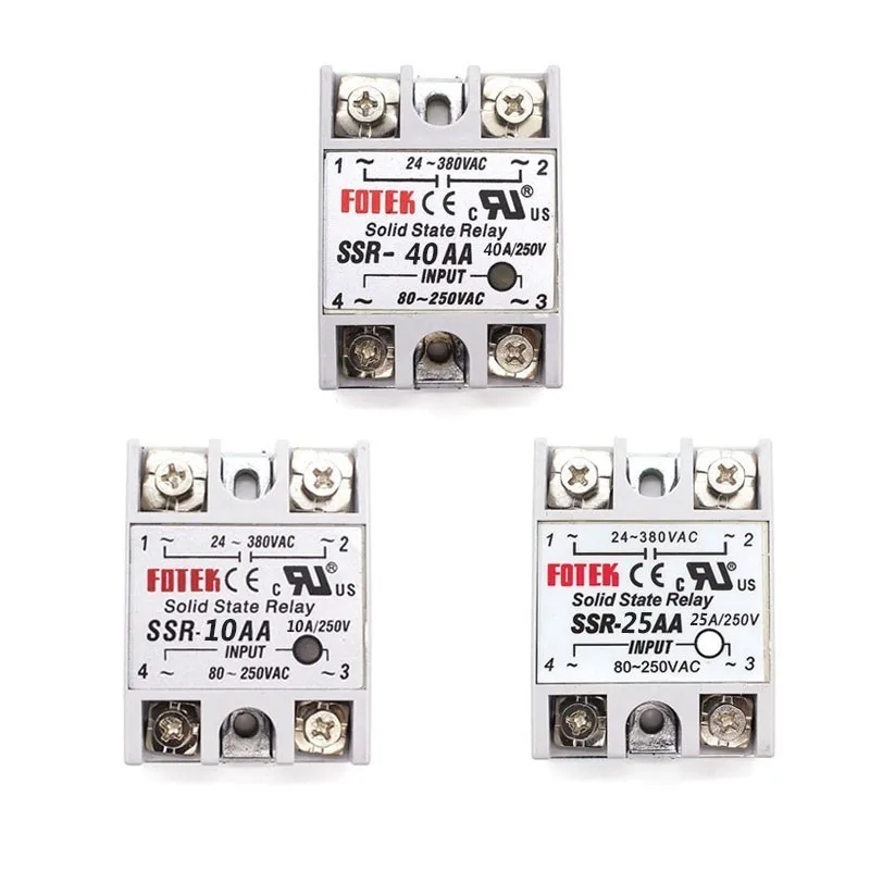 Solid State Relay 12v 24v SSR-10AA SSR-25AA SSR-40AA 10A 25A 40A 80-250V AC TO 24-380V AC SSR 10AA 25AA 40AA Rele Power Supply