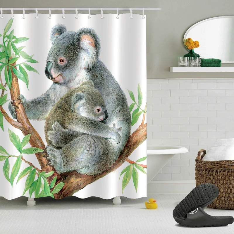 Australia Famous Koala bear Waterproof Bathroom Shower Curtain Liner Polyester Fabric Bathroom Curtain 12 Hooks