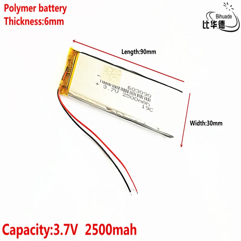 Good Qulity Liter energy battery 3.7V,2500mAH,603090 Polymer lithium ion / Li-ion battery for TOY,POWER BANK,GPS,mp3,mp4