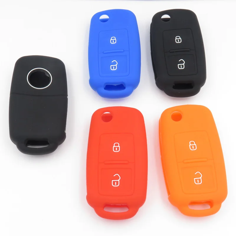 Silicone Car Key Covers Fob Case For VW Volkswagen Passat Polo Golf Touran Bora Jetta Cady Touran Sharan 2button Remote Key