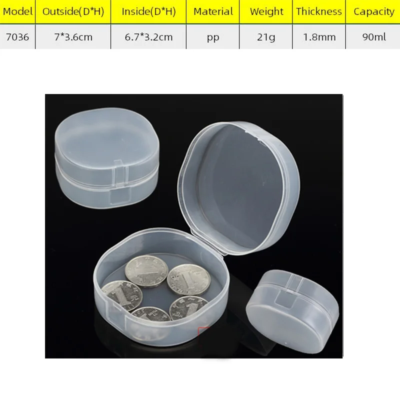 10pcs Round Clear Plastic Containers Beads Crafts Jewelry Display Storage Boxes Case