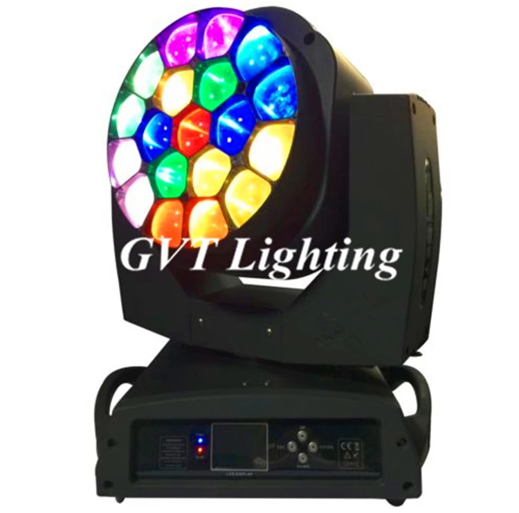 6pcs/lot Led light source 19*15W big Bee Eyes LED Moving Head Zoom light clay paky wash rotation lens dmx for party