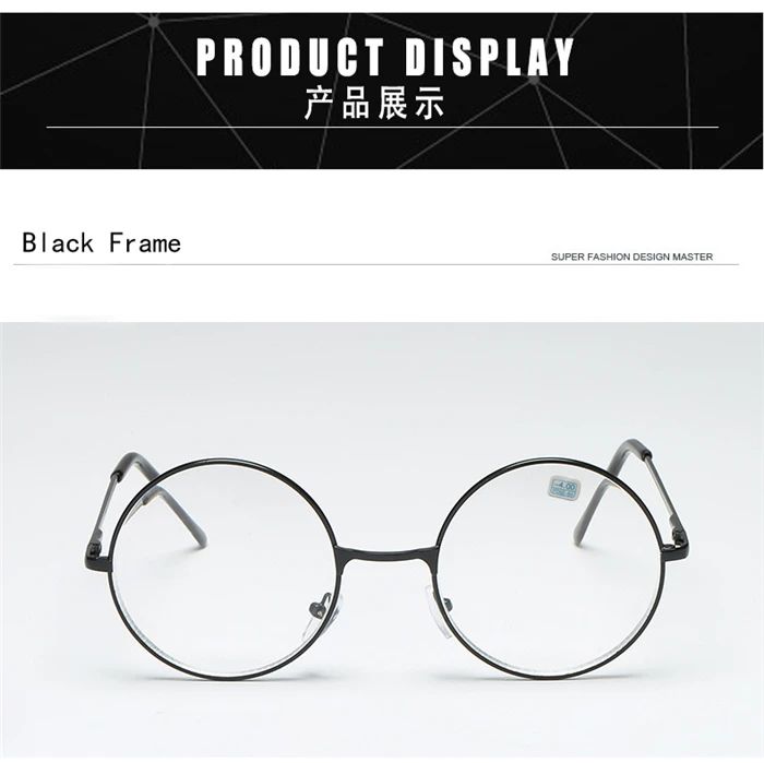 1,0 -1,5 -2,0 bis -6,0 Metall Runde Fertig Myopie Brille Männer Frauen Kurzsichtige Kurzsichtige Brillen verschreibungspflichtige Brillen – Detail 4