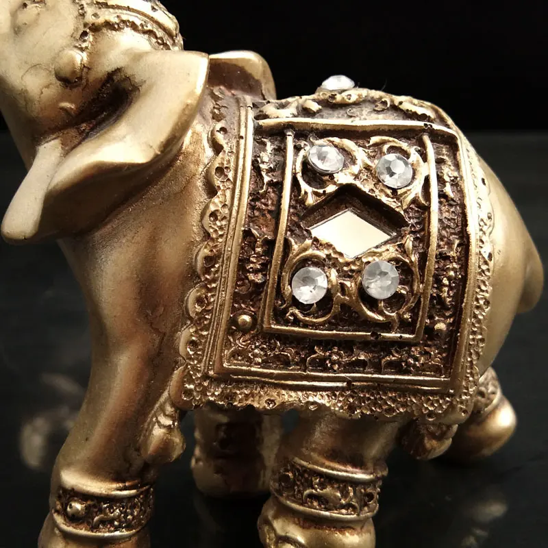 Golden Elephant Figurines Statues Resin Home Decor Lucky Elephant with Trunk up Statues Birthday Gifts Home Decoration Miniature image 6