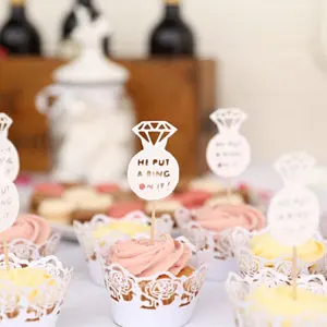 glitter He put a ring on it wedding cupcake toppers engagement party cake decoration doughnut food picks image 2