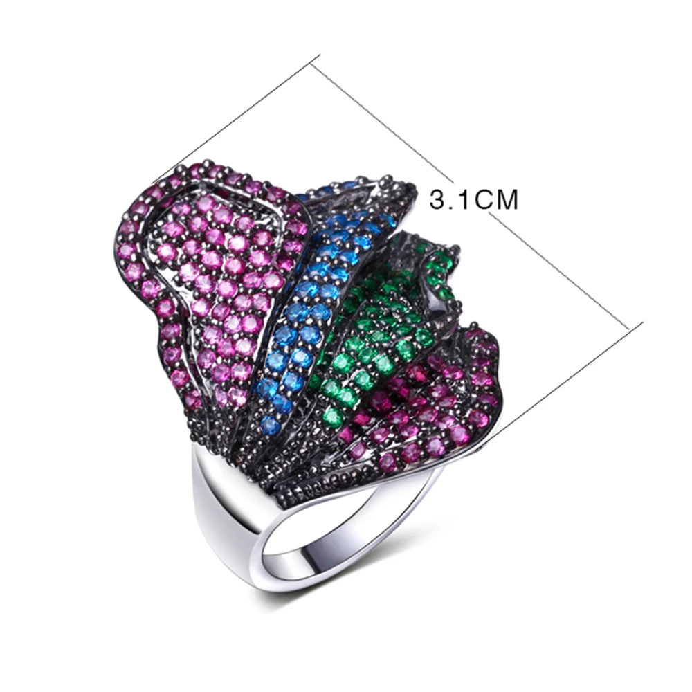 Summer New Black Mix White Maple leaves ring pave Bling  color crystal stones fast delivery brass jewelry women ring