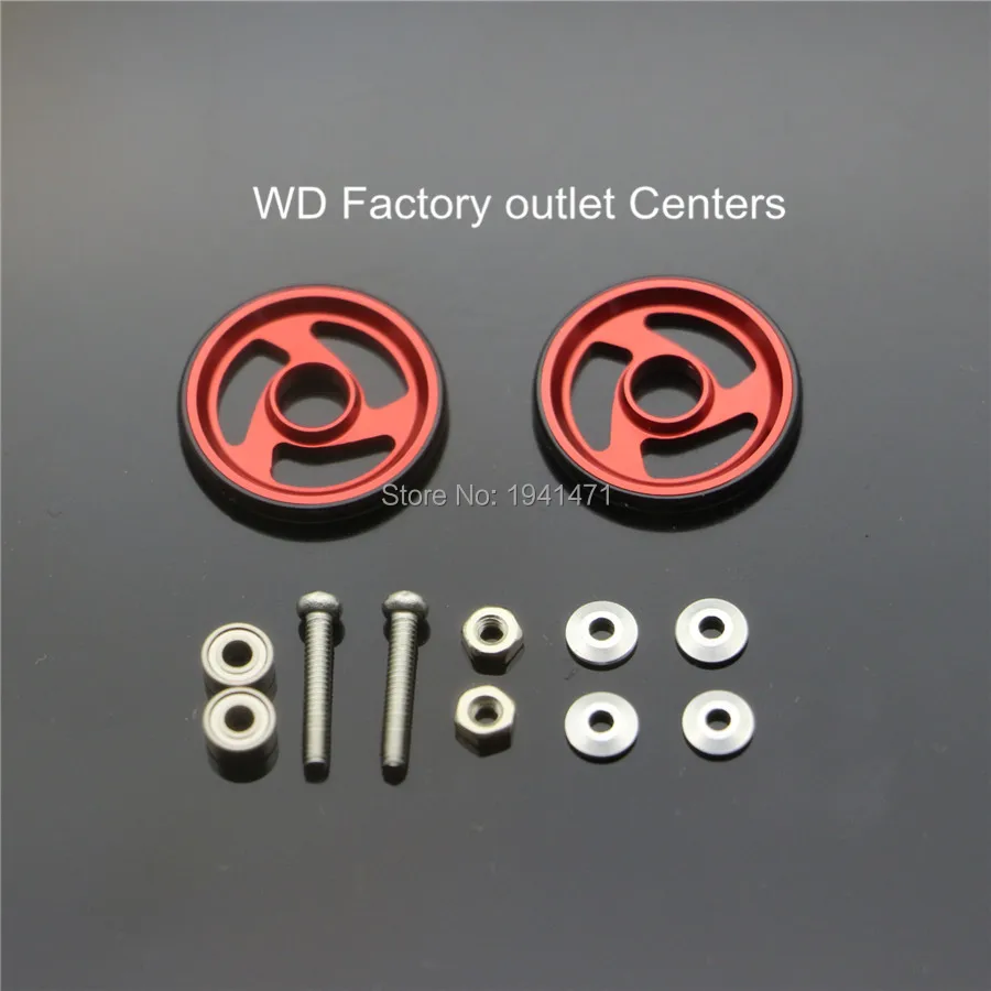 RFDTYGR 4 Sets 19mm Aluminum Rollers  w/Plastic Rings Self-made Parts For Tamiya Mini 4WD19mm Ball-Race  Guide -Wheel D016