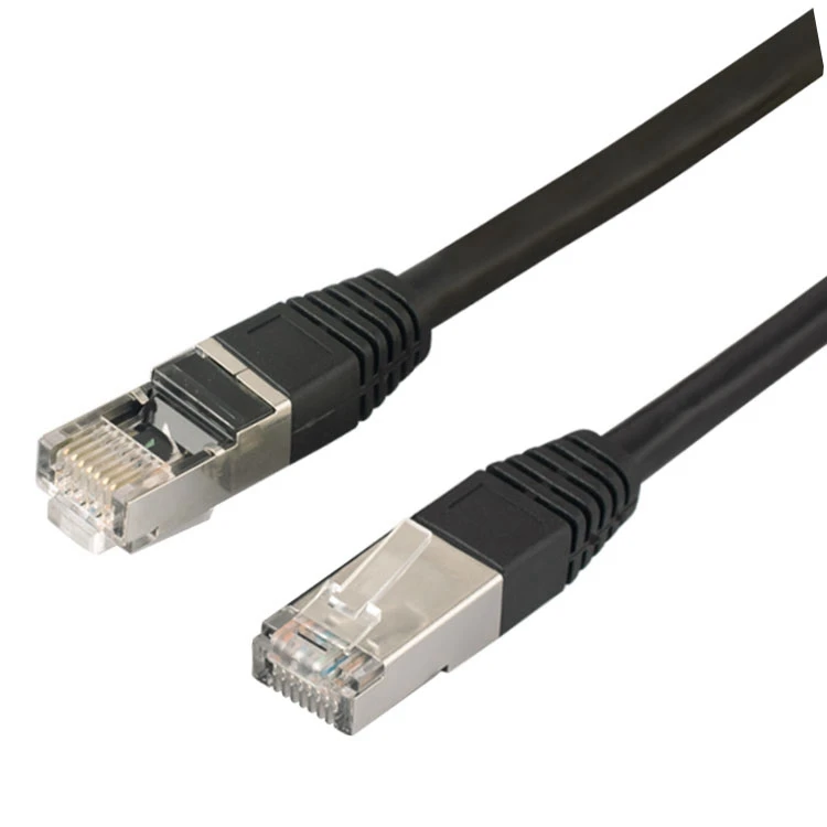 High speed CAT6A FTP BLACK Round Cable 1.65FT/0.5M Ethernet Cables  Network Wire RJ45 Patch Cord 600MHZ Lan Cable