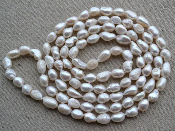 

Terisa Pearljewellery 55 Inches Long Baroque Pearl Necklace 7-9mm Genuine Freshwater Pearl Necklace