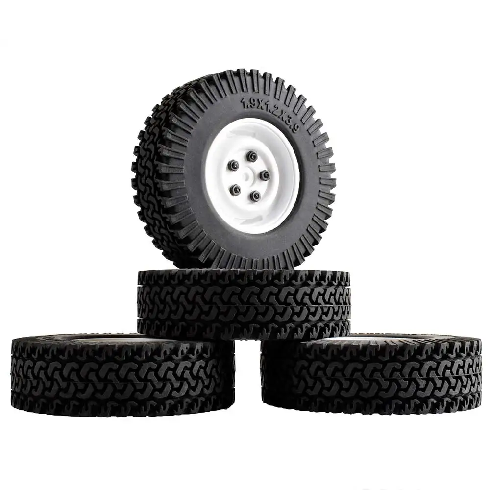 4Pcs/lot 1.9 inch Rubber 98mm Rock Crawler Tires & Wheel Rim Hex 12mm For 1-10 Scale RC Car HPI Redcat Racing AXIAL AX10 SCX10II