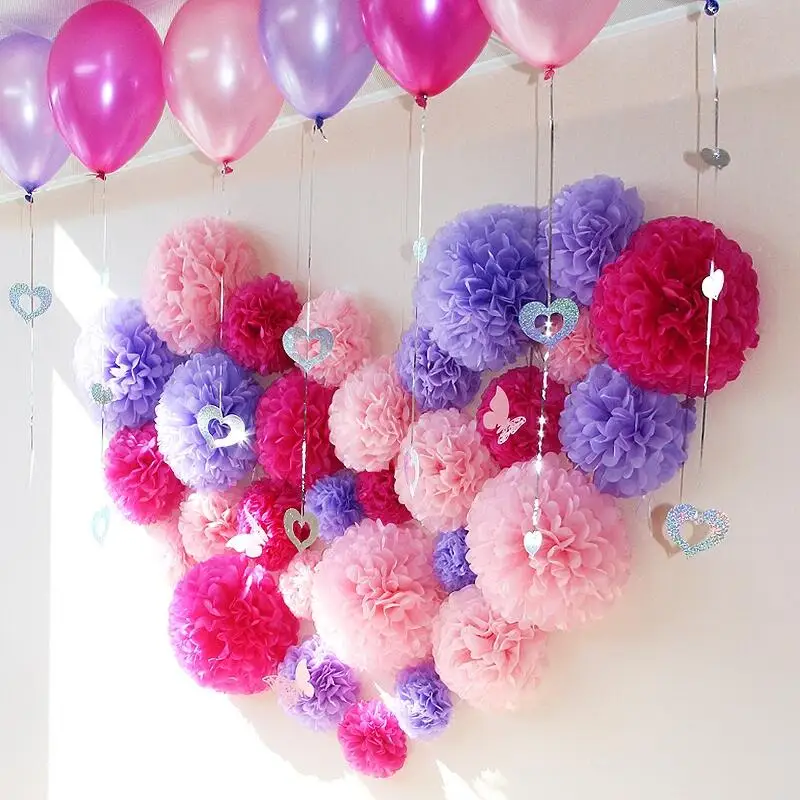 Mixed Size 10/15/20/25/30/35cm Paper PomPoms Tissue Flower Balls Decorative Flower for Wedding party home Decoration Babyshower