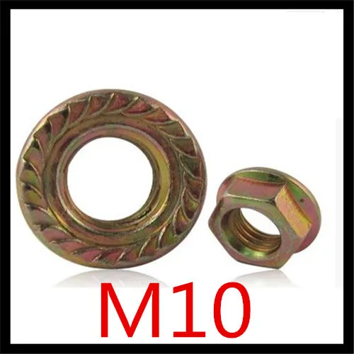 20pcs/lot  High Quality  Factory Direct Sale  DIN6923  Steel with color zinc M10 hex flange nut