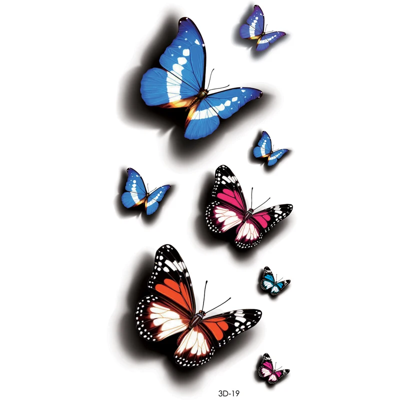 

Amazing Butterfly 3d Temporary Tattoo Body Art Flash Tattoo Stickers 20*10cm Waterproof Henna Tatoo Selfie Fake Tattoo Sticker