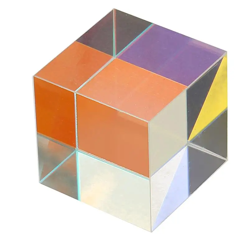 12.7mm K9 Cube Defective Cross Dichroic Prism RGB Combiner Splitter Glass Decor Square Cube RGB Teaching Tools Decoration