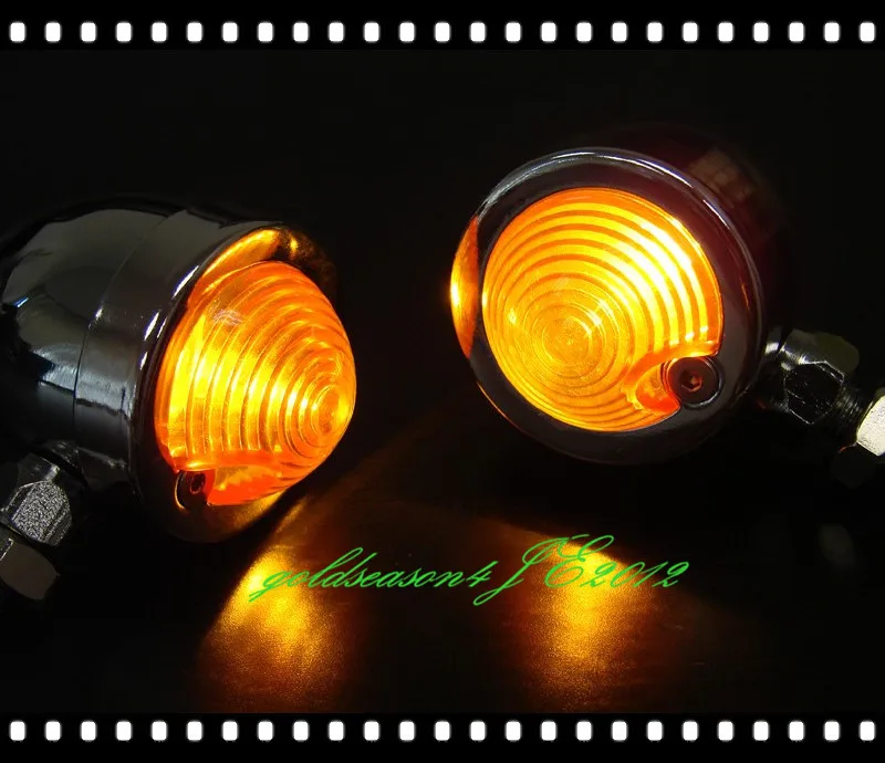 Chrome Amber TURN SIGNAL Bullet LIGHT   for Harley Bobber Chopper Cruiser Custom