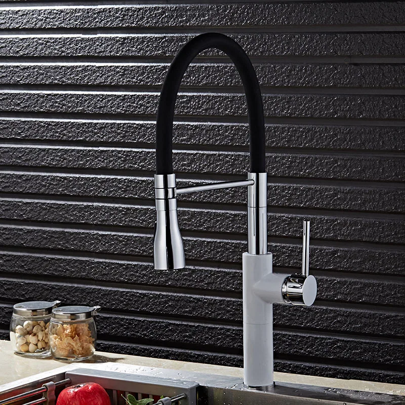 

Kitchen faucet Sink dish sink White paint Rotatable Color universal pull hot and cold faucet