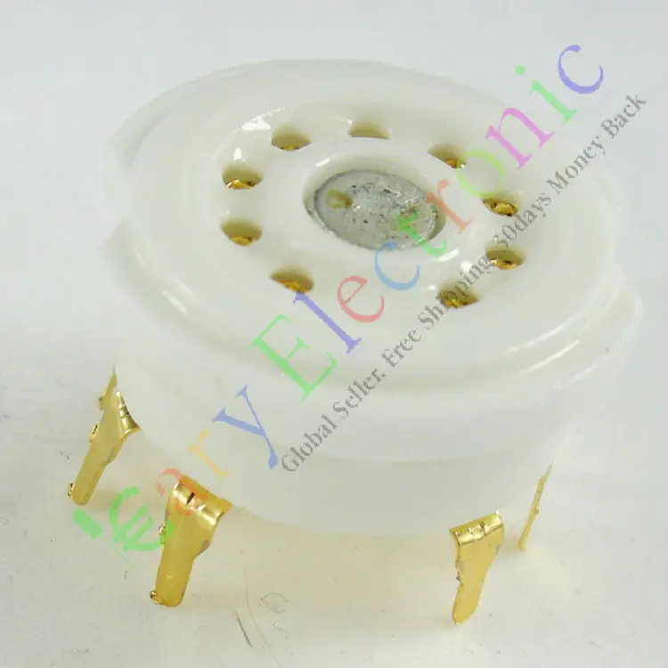 Atacado e varejo 20 peças ouro 9 pinos pcb tubo de vácuo de cerâmica soquete base de válvula dourada 12ax7 12au7 ecc83 frete grátis