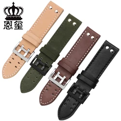 Genuine Leather watchband replacement leather strap Khaki Classic Jazz Seiko watch chain for Hamilton 20mm 22mm