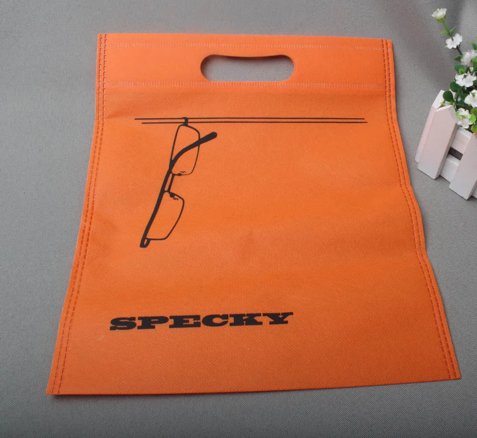 Personal brand printed non woven fabrics tote bag punch hole handle 30*25cm no side no depth 100pcs lot