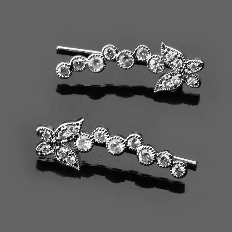 2PCS 2019 Fashion Ear Climber Stud Earrings Ear Crawler Wrap Steel Ear Clip Cuffs Earring Women Body Piercing Jewerly Brincos