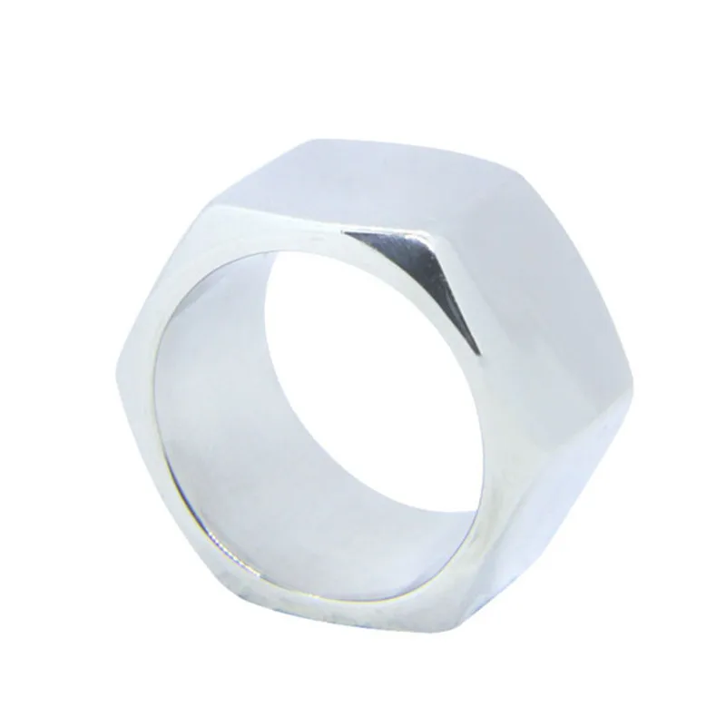 Rany&Roy Newest Polish Hexagon Ring 316L Stainless Steel Jewelry Fashion Band Party Nut Style Ring