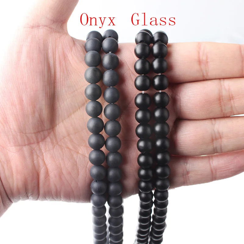 CAMDOE DANLEN Natural Stone Black Dull Polish Matte Agates Onyx Frost Glass Beads 4 6 8 10 12 14 mm Fit DIY For Jewelry Making