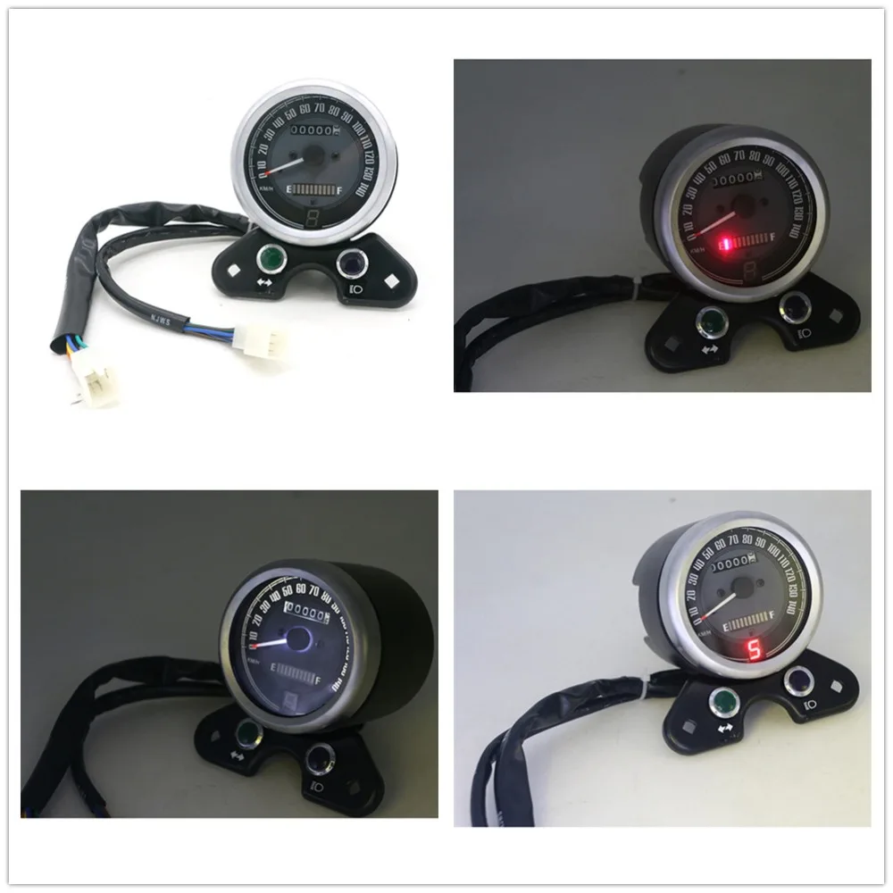 Motorcycle Retro Odometer Speedometer For Honda CG125 Cafe Racer Oil Gauge LED Signal Light Odometer Gear Display USB Charger