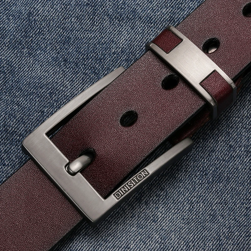 DINISITON Belt Male Genuine Leather Strap Cowhide Belts For Men Luxury High Quality Brand Pin Buckle Belts cinturon Homme