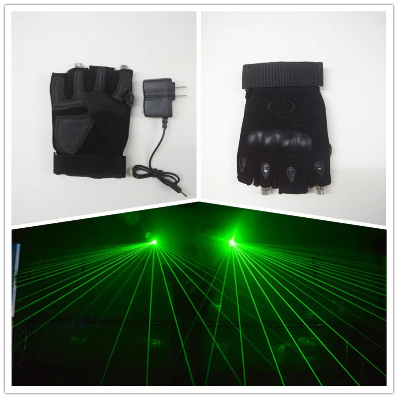 

Wecool hot sale new design leather half finger laser gloves with 2 pcs green lasers for laserman show dancing
