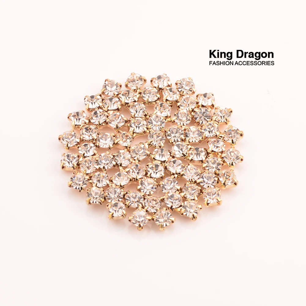 New Arrival Rhinestone Embellishment Used On Invitation Card Decoration Buttons 45MM 2PCS/Lot Gold Color Flat Back KD395