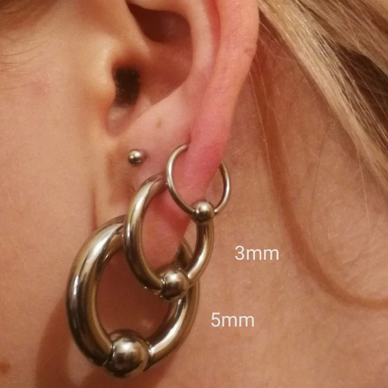 1 Pair Stainless Steel Captive Hoop Rings BCR Tragus Ear Piercing Nose Closure Nipple Bar Lip Body Piercing Jewelry 16G-00G