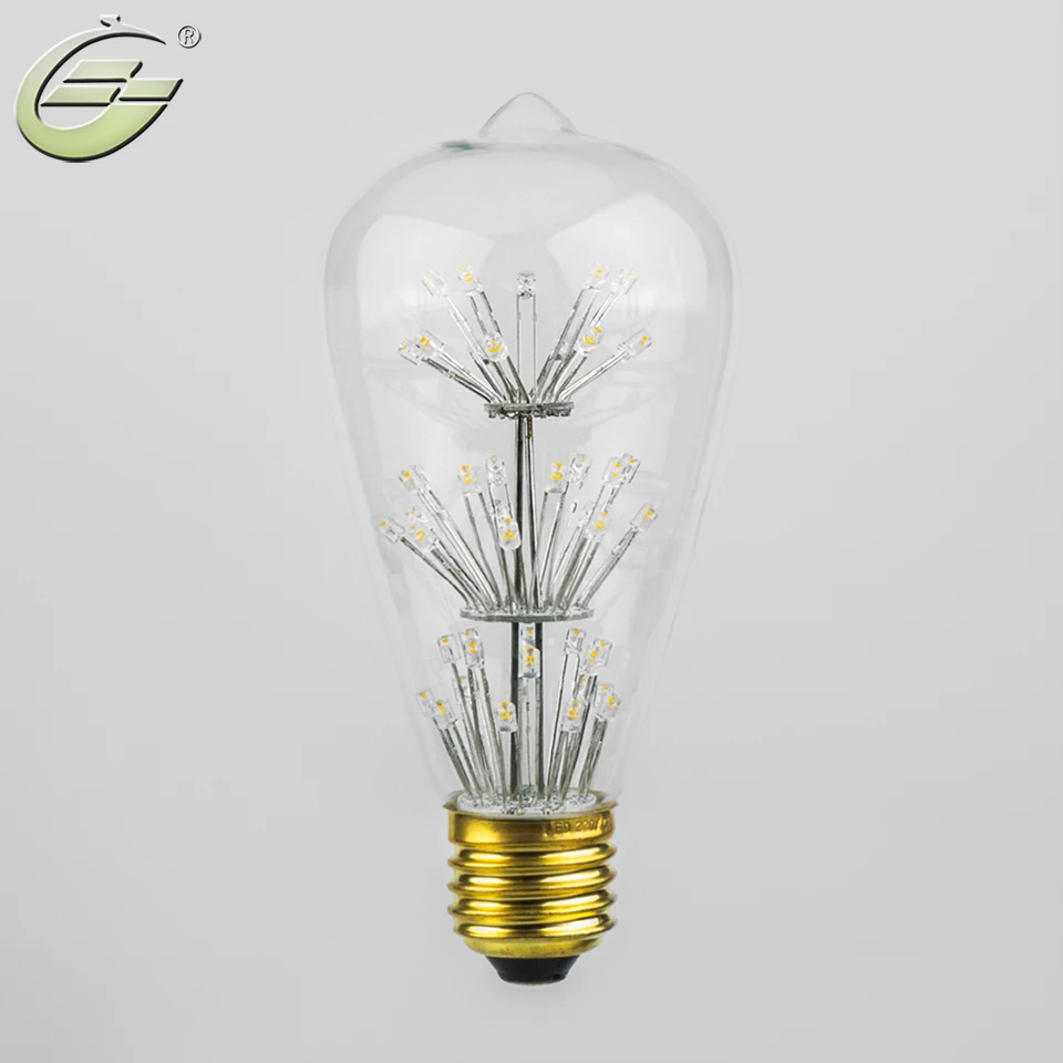 Imagem -03 - Led Edison Estrela St64 Bulbo Loft E27 Branco Quente Lâmpadas Estilo do Vintage para Inddoor Decoração Lâmpada de Iluminação 3w