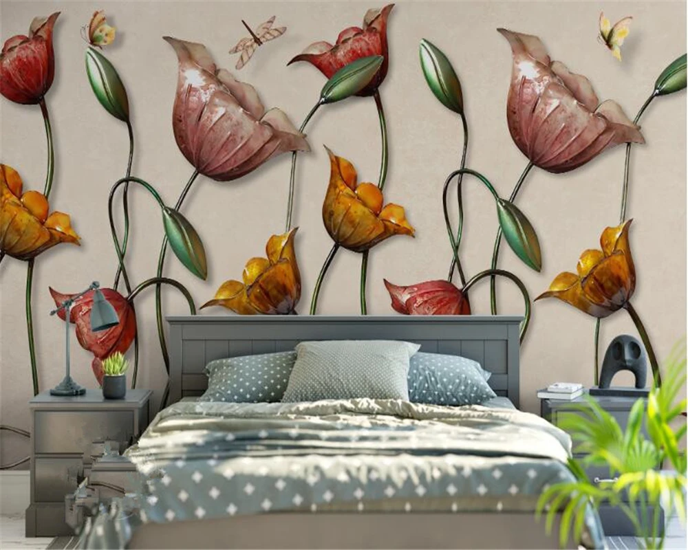 beibehang High-end modern classic indoor silk screen wallpaper 3D Lotus flower wall decorative painting papel de parede tapety