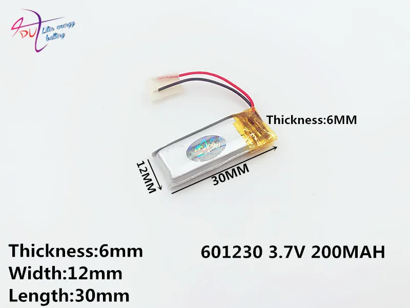 Bateria litowo-polimerowa 3.7 V, 601230 200mah może być dostosowana do potrzeb klienta certyfikat jakości CE FCC ROHS MSDS