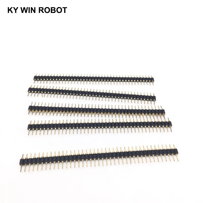 5pcs 40 Pin Connector Header Round Needle 1x40 Golden Pin Single Row Male 2.54mm Breakable Pin Connector Strip