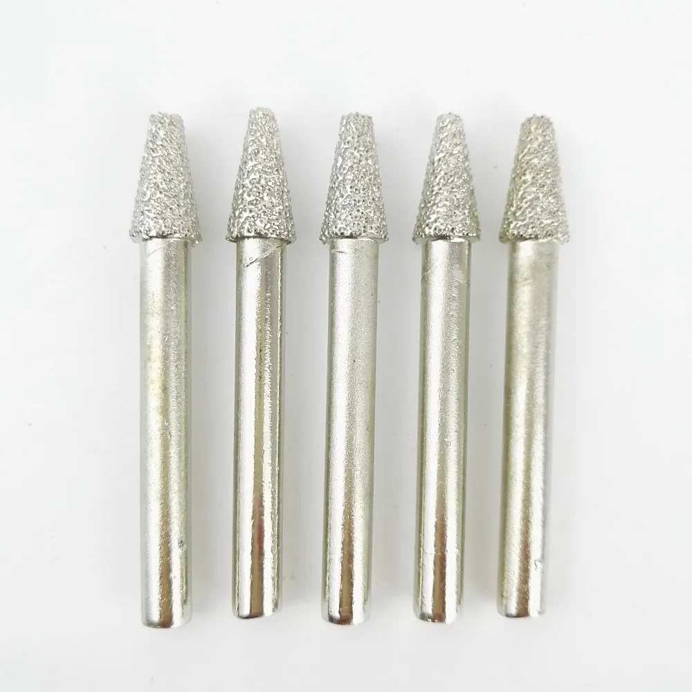 

DIATOOL #18 5pcs Diamond Carving Bits, Cone With Flat End Mounted Points Vaccum Brazed Diamond Burrs