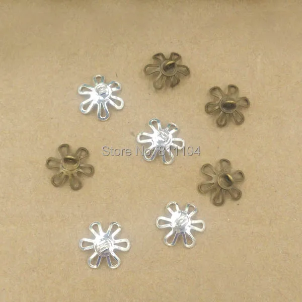 10mm Bell Bead End Caps Filigree Flower Charms with Loop DIY Jewelry Findings Multi-color Plated Brass Metal