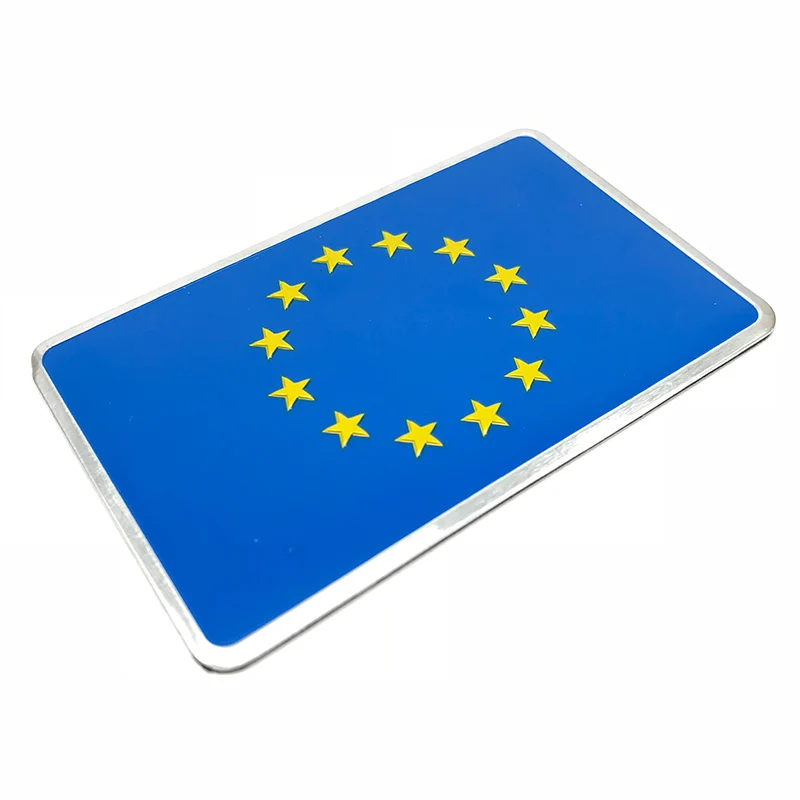 Aluminum Alloy European Union National Flag Car Body Sticker Automobiles Motorcycle Grille Exterior Decorating Accessories