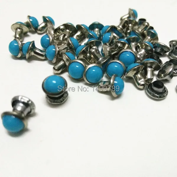 DIY100PCS 6mm Accessories Blue Turquoise Crack Rivets Leather Craft Punk Studs Shipping Free