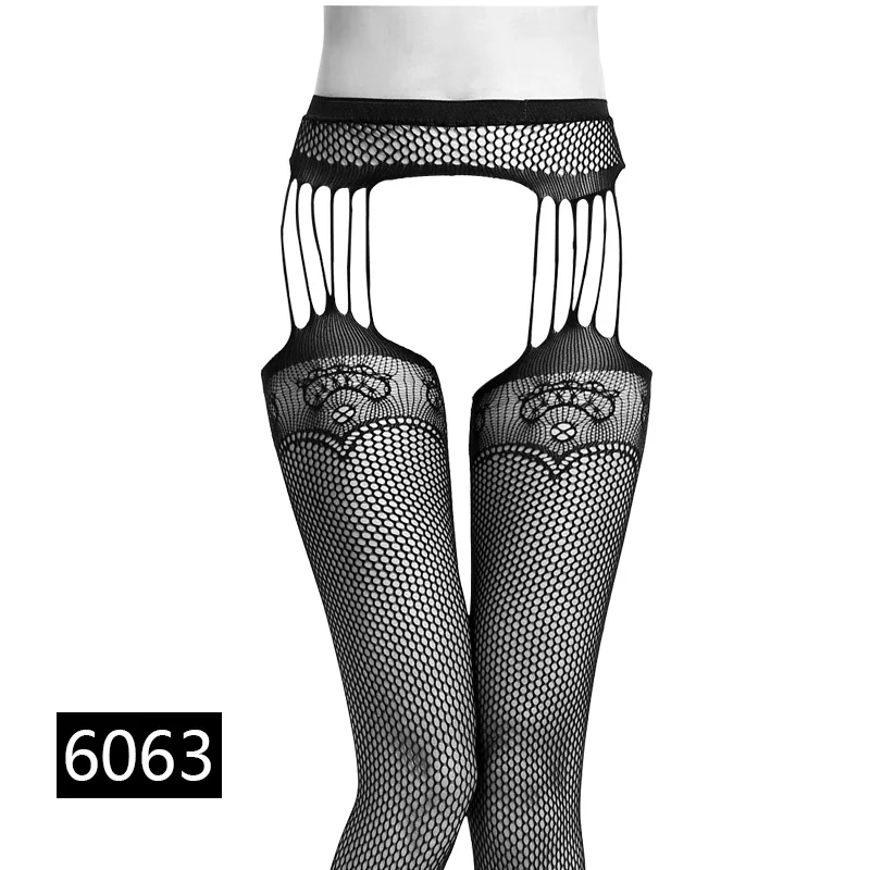 Medias de encaje negro para mujer, lencería Sexy elástica a rayas, medias de red negras, medias transparentes hasta el muslo, pantimedias bordadas