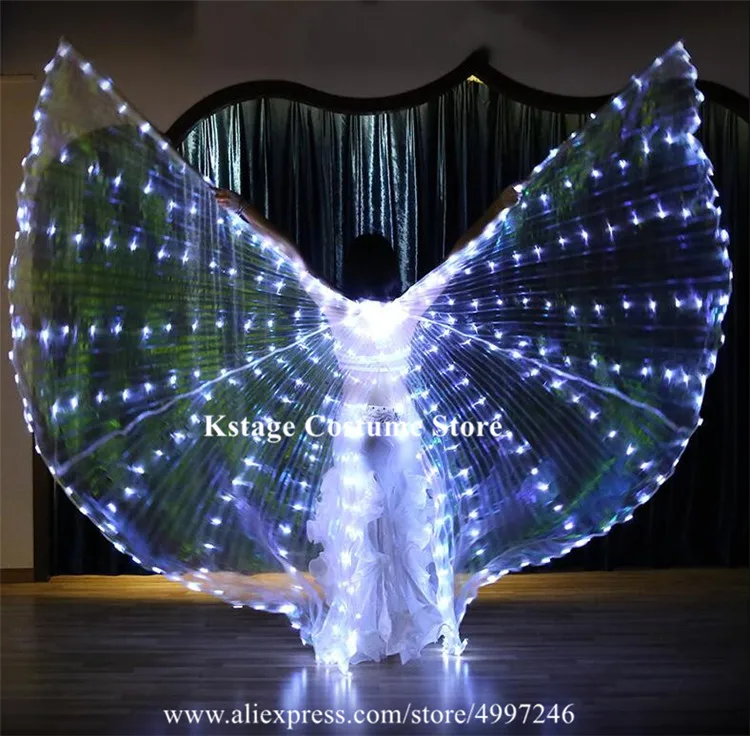 KS60 Whit led light Split wings party dance wear led costumes luminous bellydance cloak glowing model wears dress disco show bar